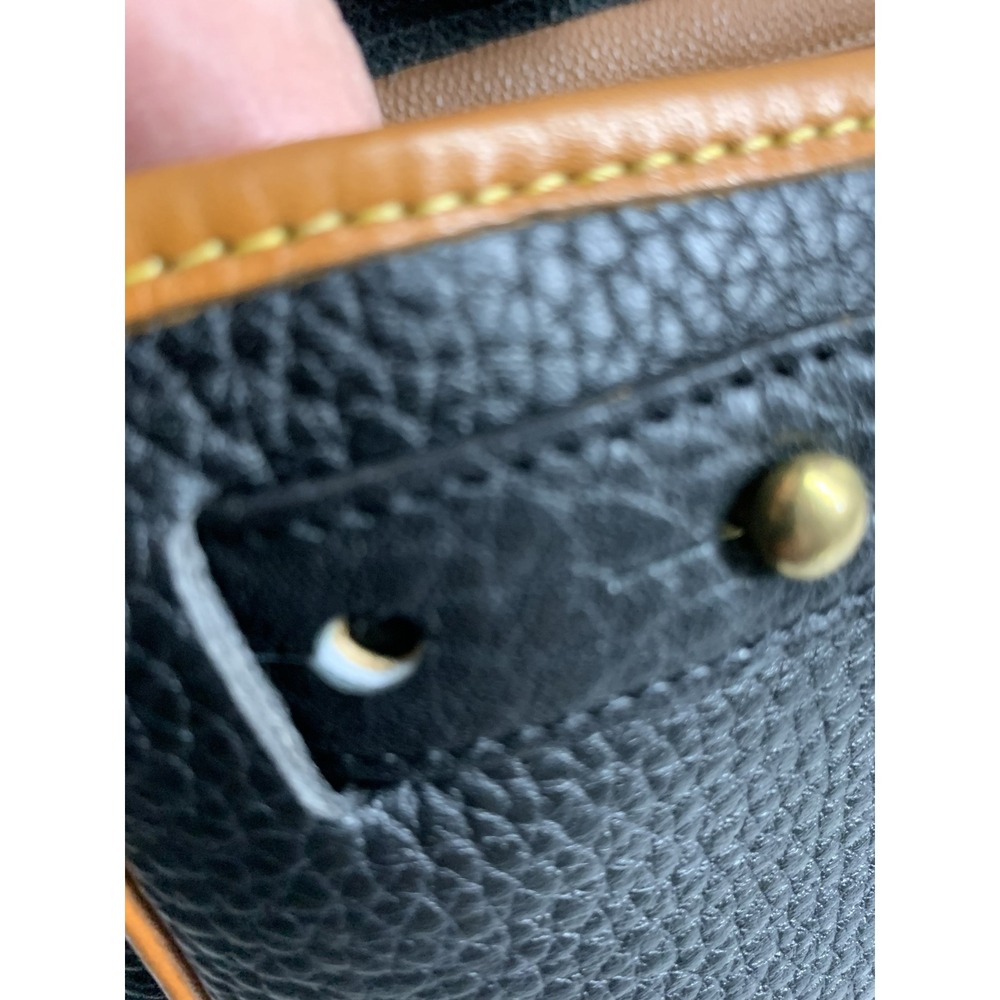 Dooney & Bourke All Weather Leather Vintage Top Handle Bag Black British Tan - Picture 10 of 15